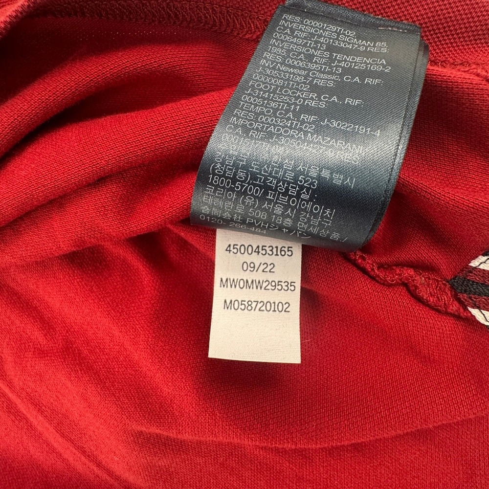Tommy Hilfiger Men L Polo Shirt Adult Red Slim Fit Embroidered Crest‎ Logo Large - Picture 9 of 13